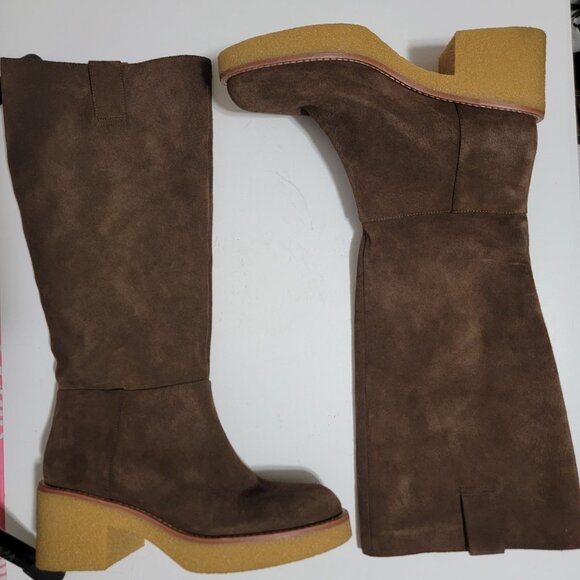 NEW Stuart Weitzman Montana Slouch Suede Boots Womens 8.5 Chocolate Brown Boho - Picture 2 of 10